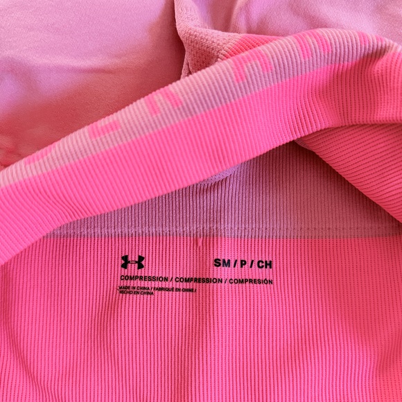Under Armour XXS Seamless Compression Longline Sports Bra in pink activewear - Picture 4 of 5